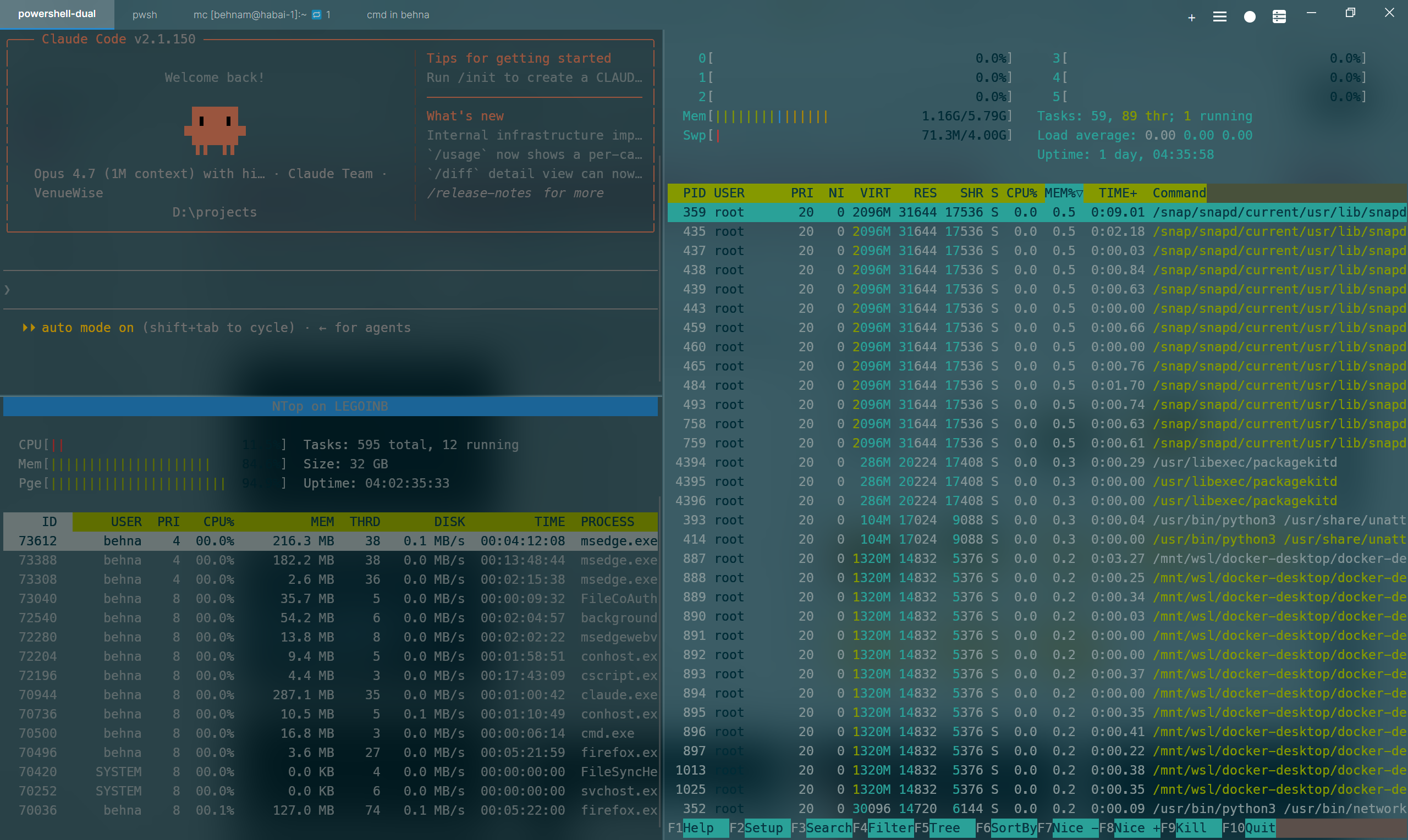 A fullscreen TUI application running inside NovaTerminal